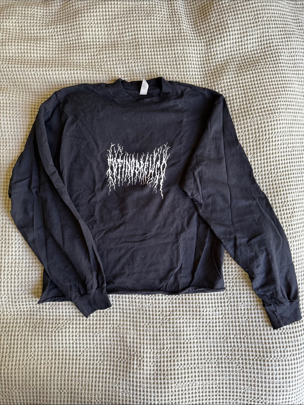 Tofino Brewing Co. Black Long Sleeve Graphic Tee with cropped raw hem
